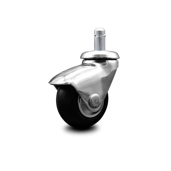 2 Inch Bright Chrome Hooded Neoprene Rubber 7/8 Inch Grip Ring Stem Caster SCC